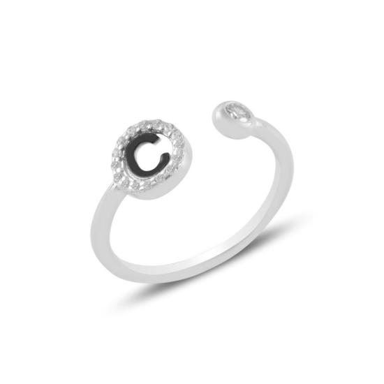 Wholesale -C- Initial CZ Adjustable Size Ring