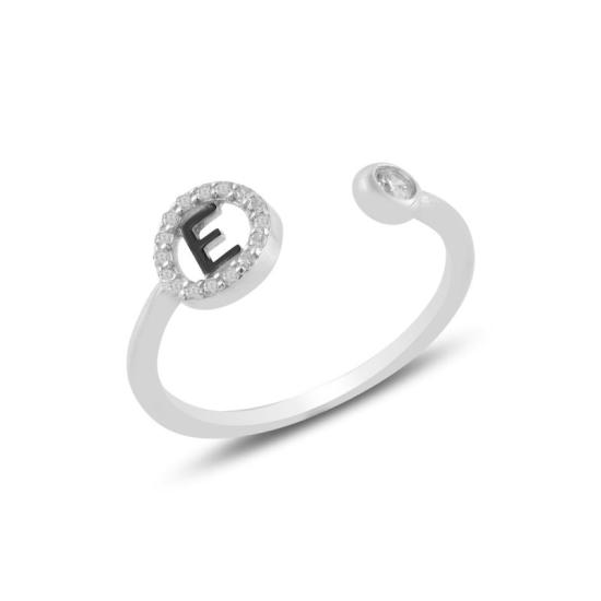 Wholesale -E- Initial CZ Adjustable Size Ring