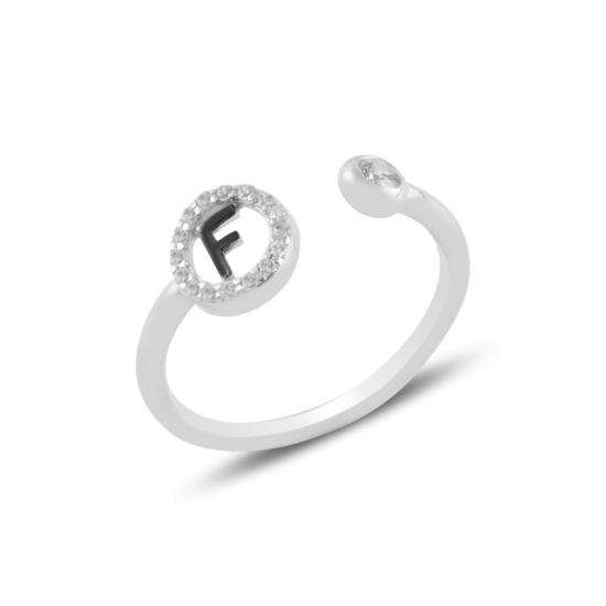 Wholesale -F- Initial CZ Adjustable Size Ring