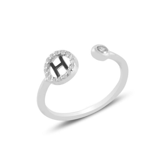 Wholesale -H- Initial CZ Adjustable Size Ring