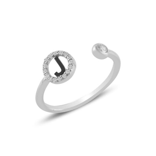 Wholesale -J- Initial CZ Adjustable Size Ring