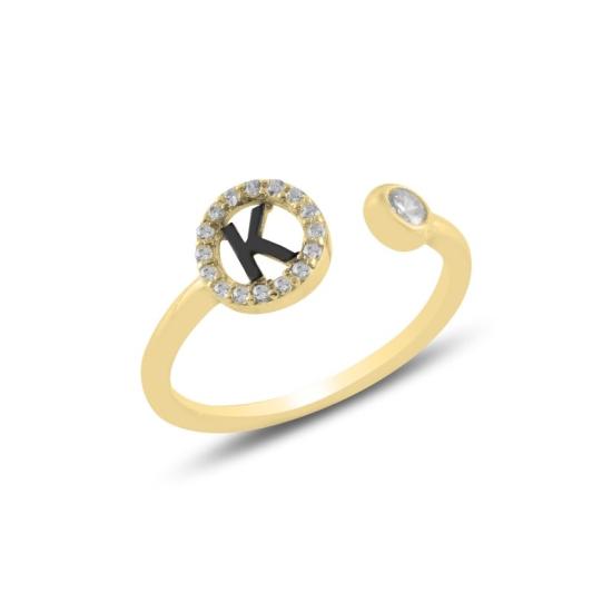 Wholesale -K- Initial CZ Adjustable Size Ring