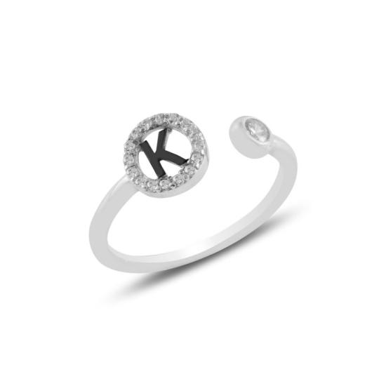 Wholesale -K- Initial CZ Adjustable Size Ring