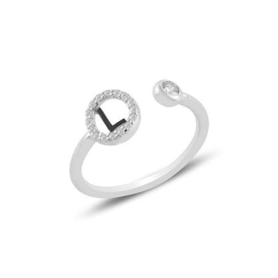 Wholesale -L- Initial CZ Adjustable Size Ring