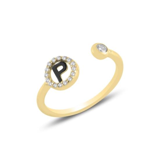 Wholesale -P- Initial CZ Adjustable Size Ring