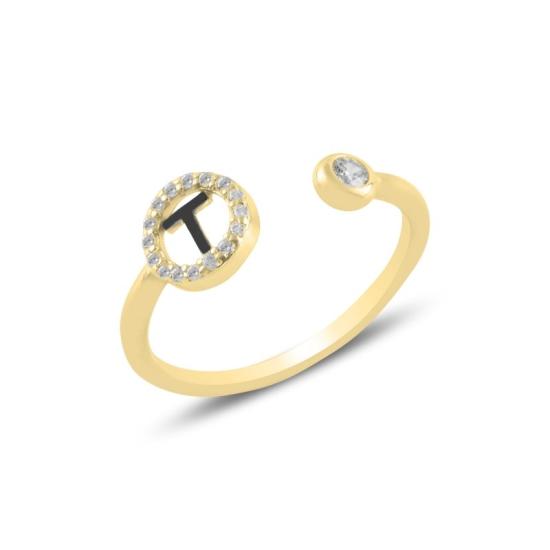 Wholesale -T- Initial CZ Adjustable Size Ring