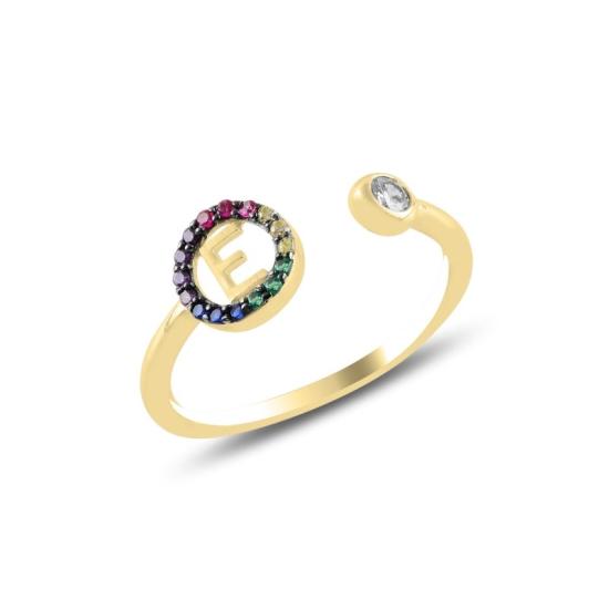 Wholesale -E- Initial Mix Color CZ Adjustable Size Ring