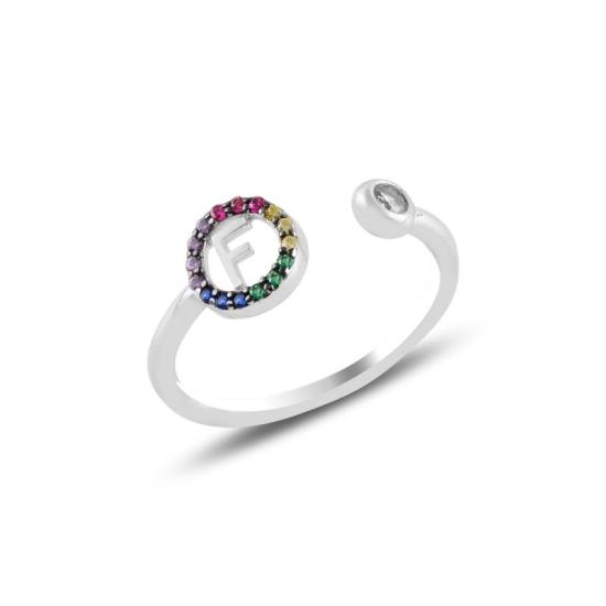 Wholesale -F- Initial Mix Color CZ Adjustable Size Ring