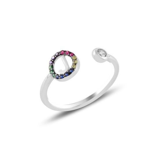 Wholesale -J- Initial Mix Color CZ Adjustable Size Ring