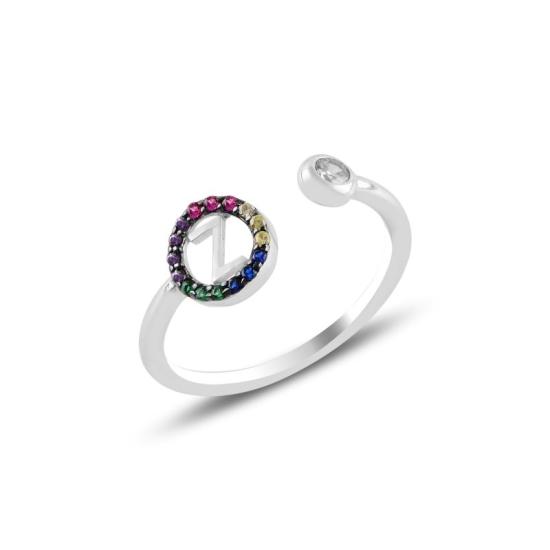 Wholesale -Z- Initial Mix Color CZ Adjustable Size Ring