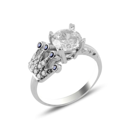 Wholesale Sapphire CZ Crown Ring