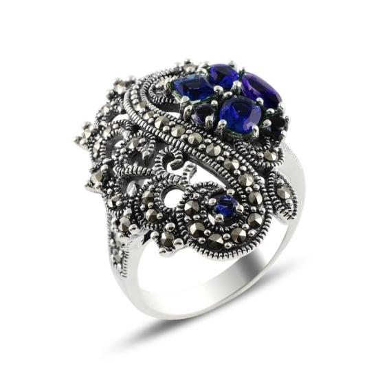 Wholesale Marcasite & Sapphire CZ Ring