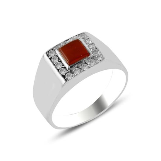 Wholesale Red Agate & CZ Ring