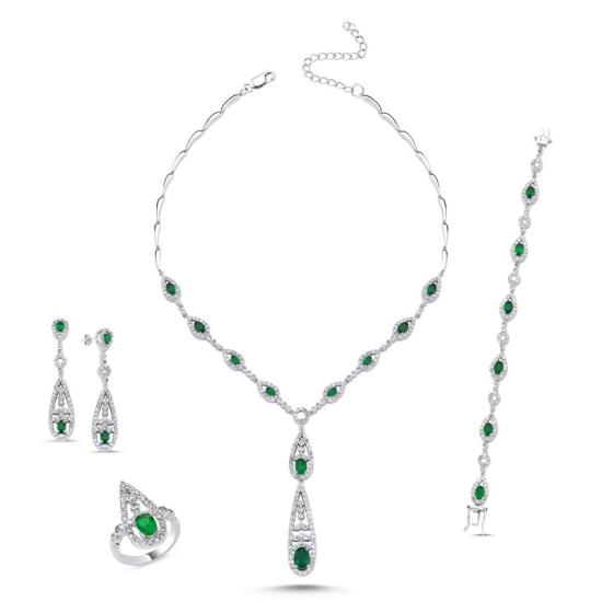 Wholesale Emerald CZ Bridal Set