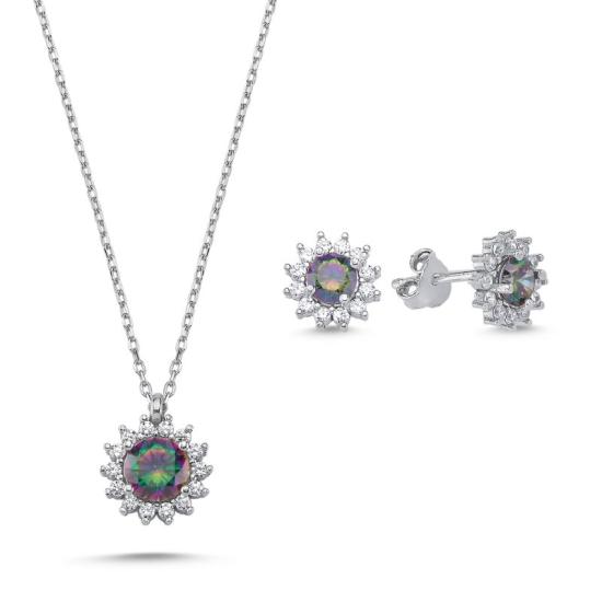 Wolesale Halo Solitaire Mystic Topaz CZ Set