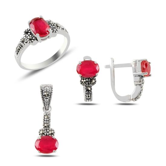 Wolesale Marcasite & Opaque Ruby CZ Set