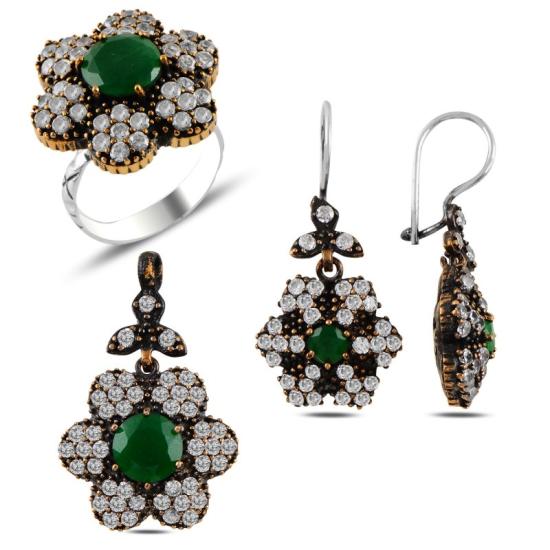 Wolesale Emerald CZ Ottoman Style Set