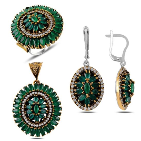 Wolesale Emerald CZ Ottoman Style Set