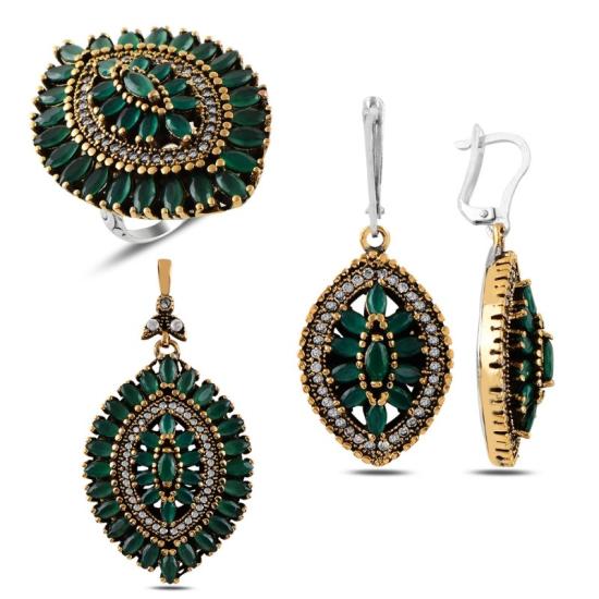 Wolesale Emerald CZ Ottoman Style Set