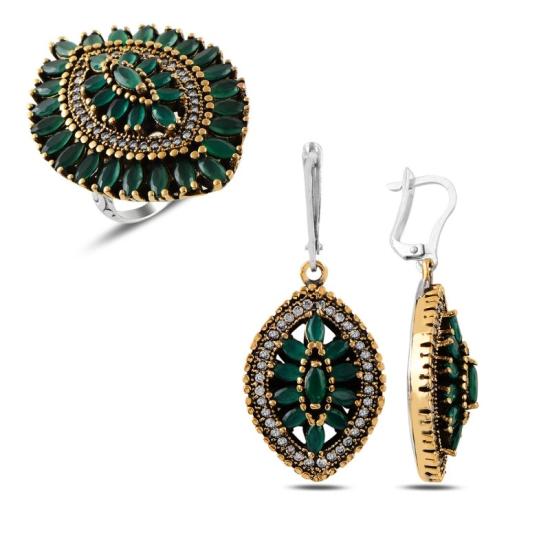 Wolesale Emerald CZ Ottoman Style Set