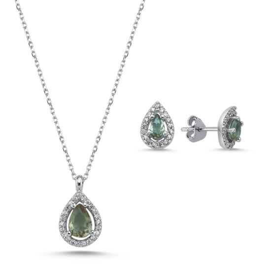 Wolesale Teardrop Zultanite CZ Halo Solitaire Set