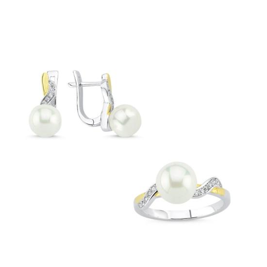 Wolesale Pearl & CZ Dual Color Set