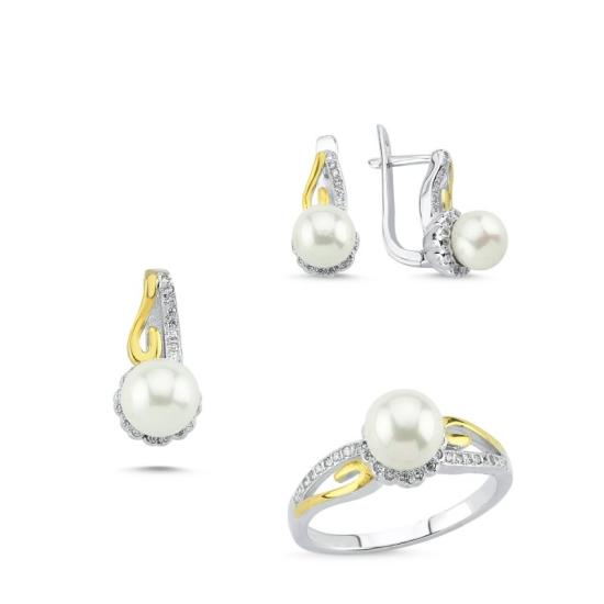 Wolesale Pearl & CZ Dual Color Set