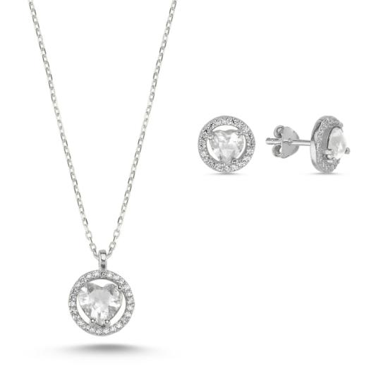 Wolesale Heart CZ Halo Solitaire Set