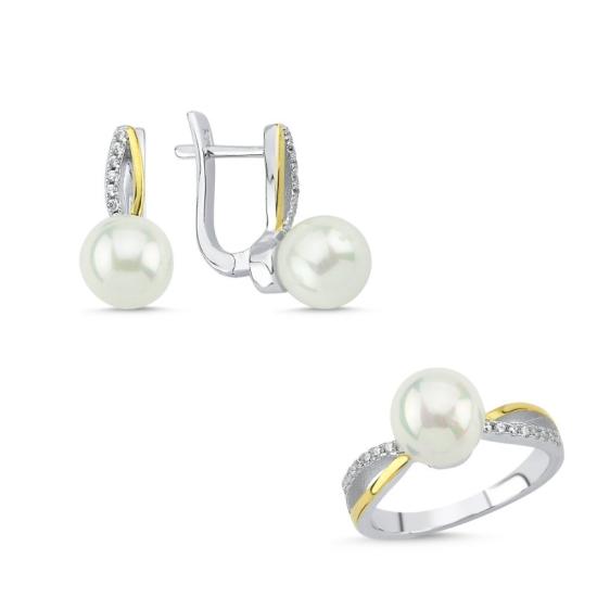 Wolesale Pearl & CZ Dual Color Set