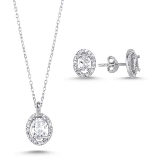 Wolesale Oval CZ Halo Solitaire Set