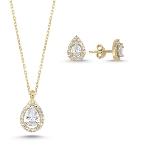 Wolesale Teardrop CZ Halo Solitaire Set