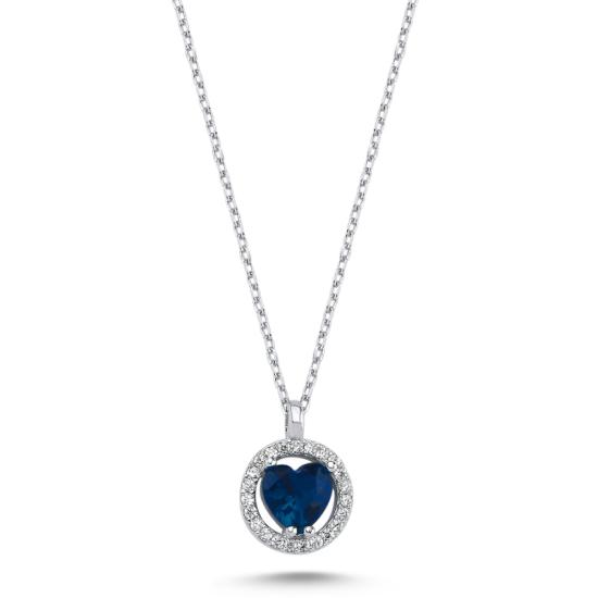 Wholesale Heart Colored CZ Halo Solitaire Necklace