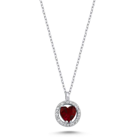 Wholesale Heart Colored CZ Halo Solitaire Necklace