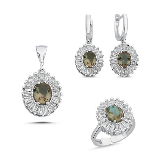 Wholsale Zultanite & Oval Baguette CZ Adjustable Set