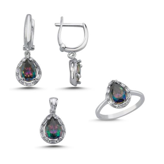 Wholesale Baguette Teardrop & Mystic Topaz CZ Set