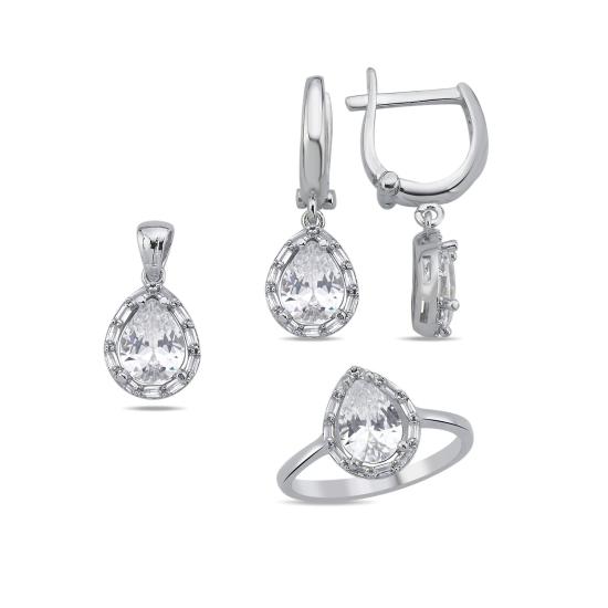 Wholesale Baguette Teardrop & CZ Set