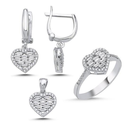 Wholesale Heart Baguette CZ Set