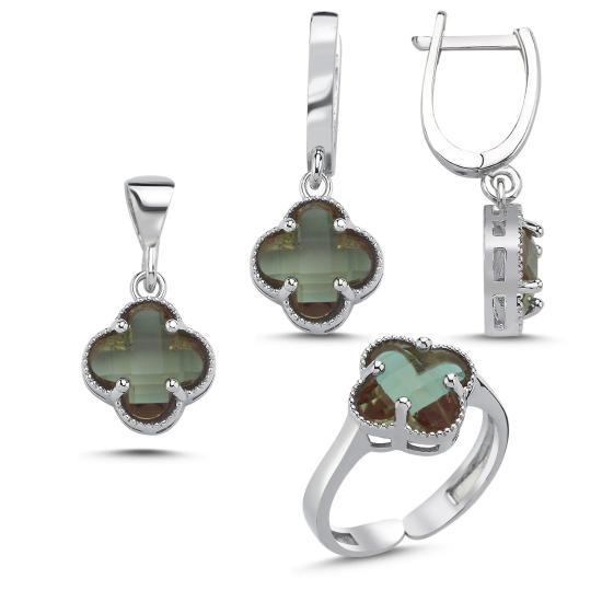 Wholesale Zultanite CZ Quatrefoil Adjustable Set