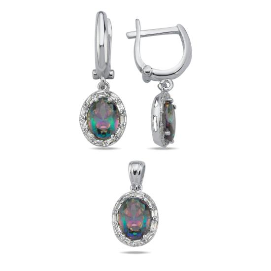 Wholesale Mystic Topaz Oval & Halo Baguette CZ Set