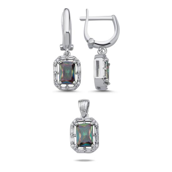 Wholesale Mystic Topaz Baguette & Halo CZ Set