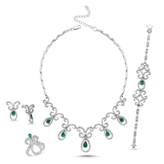 Wholesale Emerald CZ Bridal Set