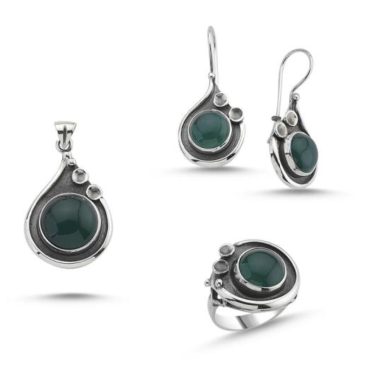 Wolesale Green Agate Stone Handmade Set