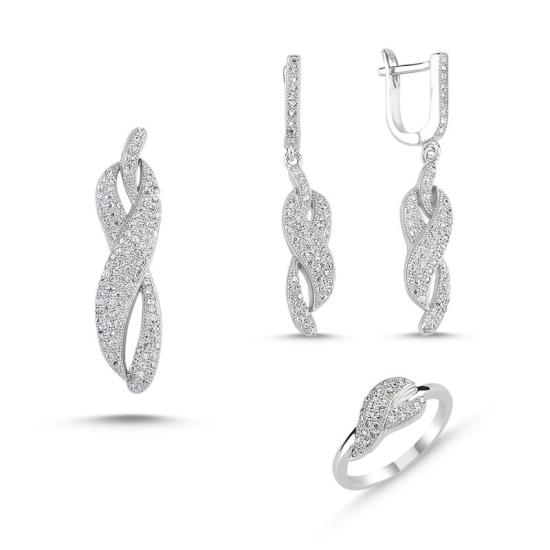 Wolesale Set with CZ: Ring, Earrings and Pendant