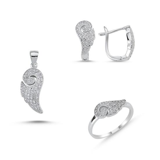 Wolesale Wings Set with CZ: Ring, Earrings and Pendant