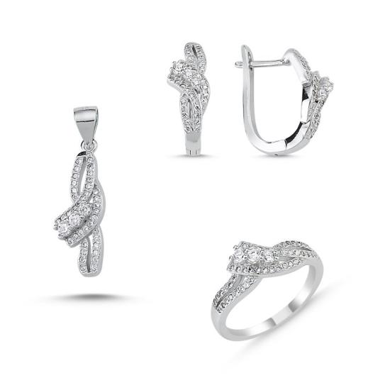 Wolesale Tiara Set with CZ: Ring, Earrings and Pendant