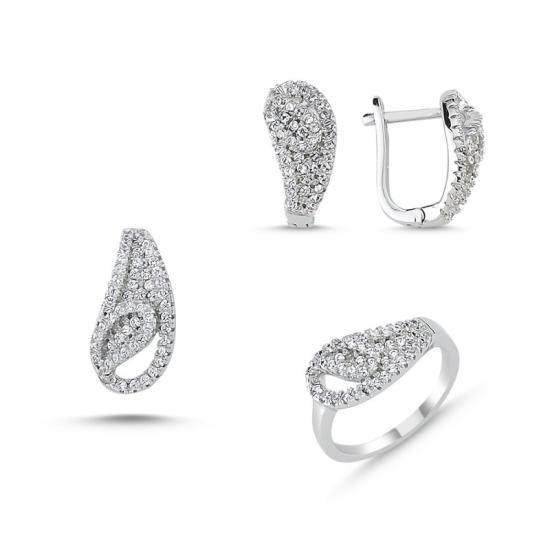 Wolesale Set with CZ: Ring, Earrings and Pendant