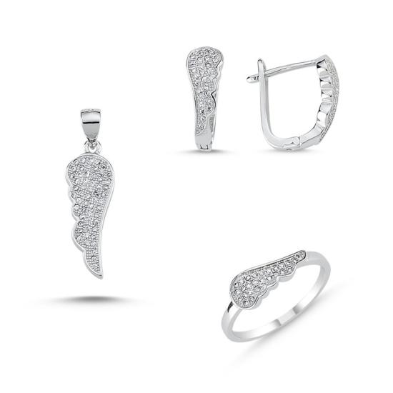 Wolesale Wings Set with CZ: Ring, Earrings & Pendant