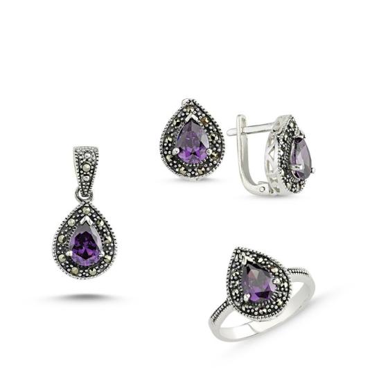 Wolesale Marcasite Set of Pendant, Ring and Earrings