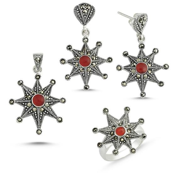 Wolesale Marcasite Set of Pendant, Ring and Earrings