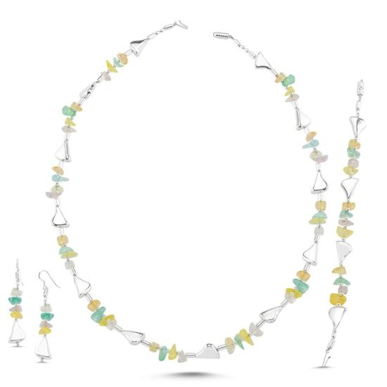 Wolesale Colored Quartz Necklace, Bracelet & Earrings Bridal Set